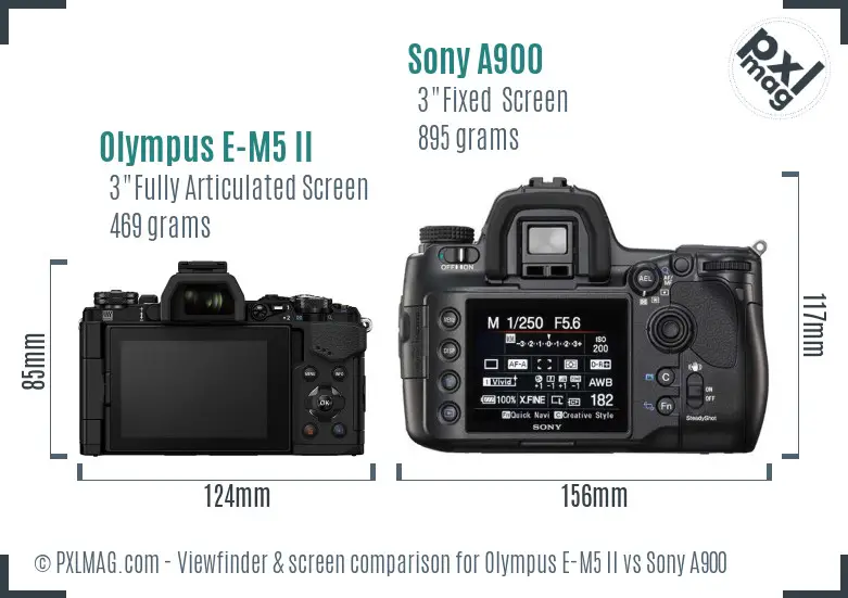 Olympus E-M5 II vs Sony A900 Screen and Viewfinder comparison