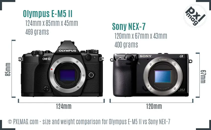 Olympus E-M5 II vs Sony NEX-7 size comparison