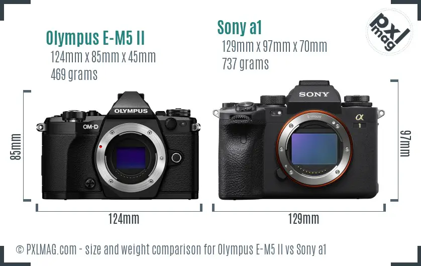 Olympus E-M5 II vs Sony a1 size comparison