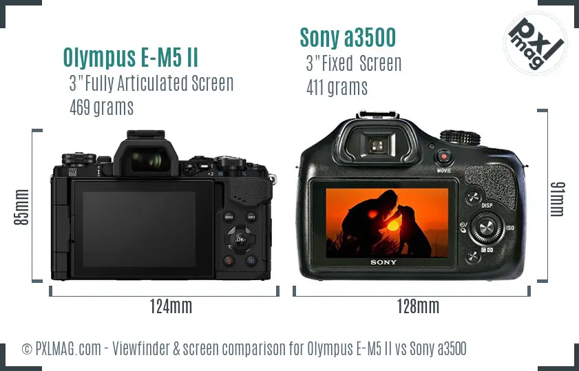 Olympus E-M5 II vs Sony a3500 Screen and Viewfinder comparison