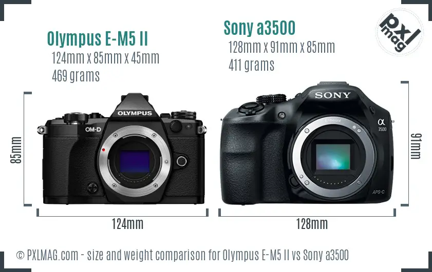 Olympus E-M5 II vs Sony a3500 size comparison