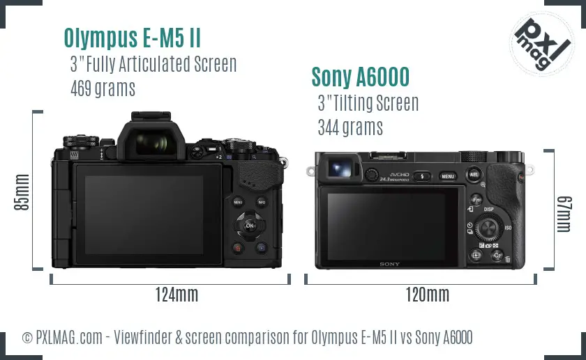 Olympus E-M5 II vs Sony A6000 Screen and Viewfinder comparison