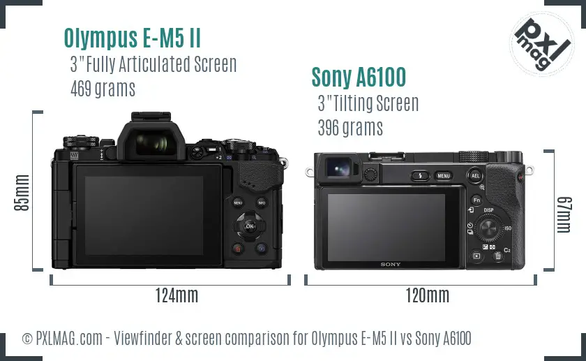 Olympus E-M5 II vs Sony A6100 Screen and Viewfinder comparison