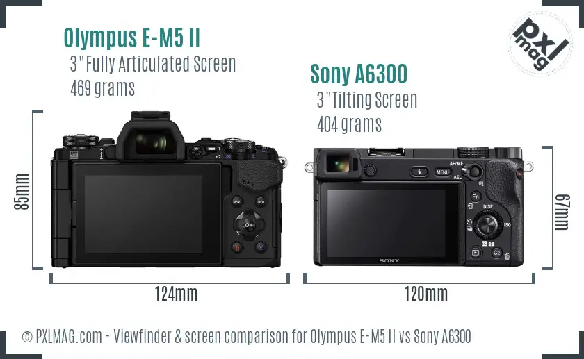 Olympus E-M5 II vs Sony A6300 Screen and Viewfinder comparison