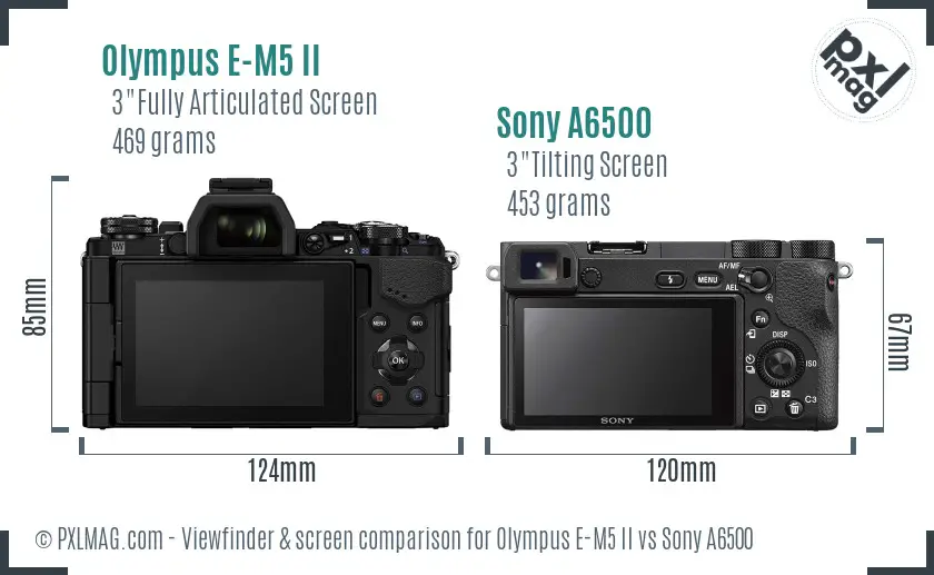 Olympus E-M5 II vs Sony A6500 Screen and Viewfinder comparison