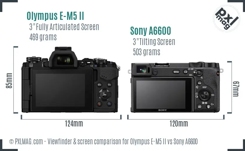 Olympus E-M5 II vs Sony A6600 Screen and Viewfinder comparison