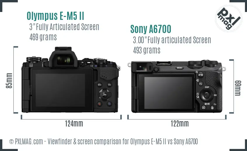 Olympus E-M5 II vs Sony A6700 Screen and Viewfinder comparison