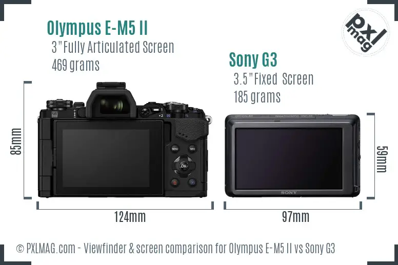 Olympus E-M5 II vs Sony G3 Screen and Viewfinder comparison