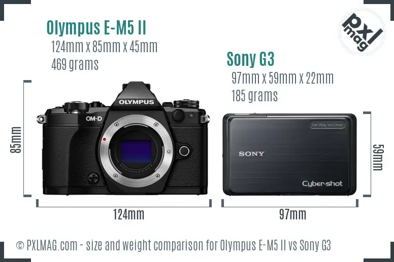 Olympus E-M5 II vs Sony G3 size comparison