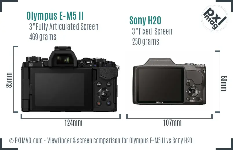 Olympus E-M5 II vs Sony H20 Screen and Viewfinder comparison