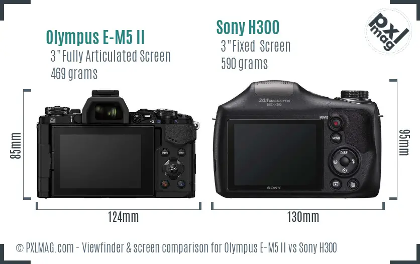 Olympus E-M5 II vs Sony H300 Screen and Viewfinder comparison