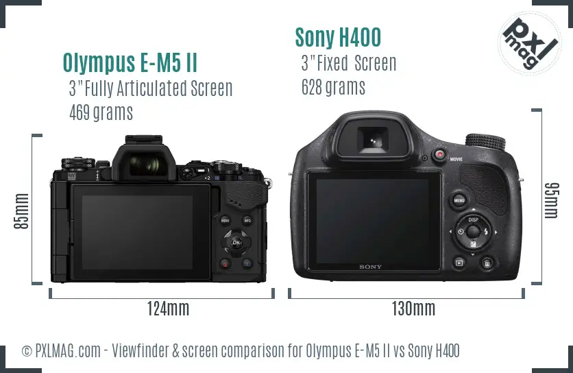 Olympus E-M5 II vs Sony H400 Screen and Viewfinder comparison