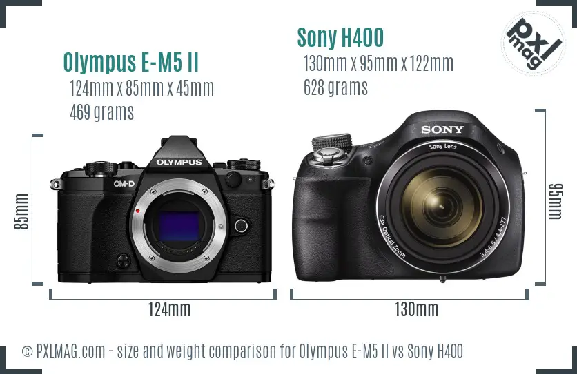 Olympus E-M5 II vs Sony H400 size comparison