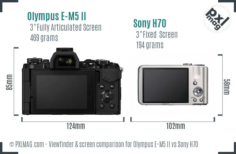 Olympus E-M5 II vs Sony H70 Screen and Viewfinder comparison
