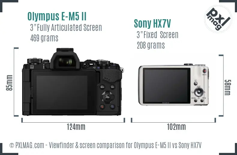 Olympus E-M5 II vs Sony HX7V Screen and Viewfinder comparison
