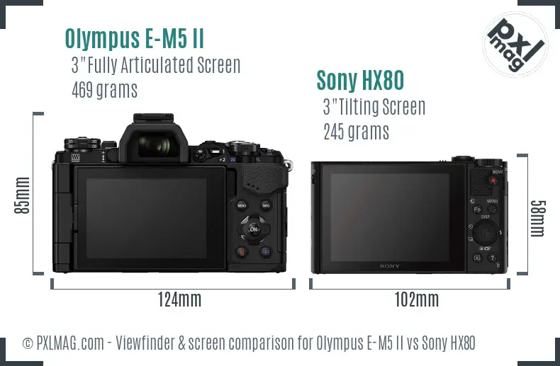 Olympus E-M5 II vs Sony HX80 Screen and Viewfinder comparison