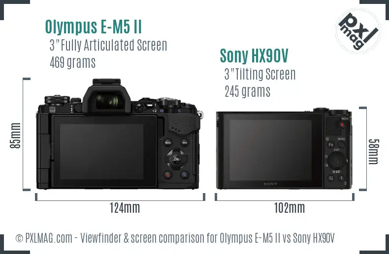 Olympus E-M5 II vs Sony HX90V Screen and Viewfinder comparison
