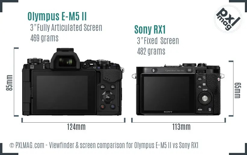 Olympus E-M5 II vs Sony RX1 Screen and Viewfinder comparison