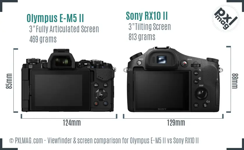 Olympus E-M5 II vs Sony RX10 II Screen and Viewfinder comparison