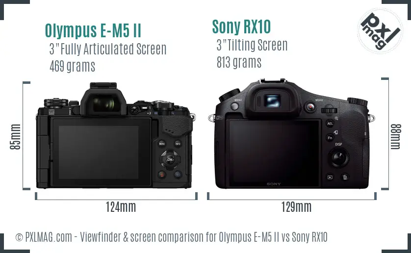 Olympus E-M5 II vs Sony RX10 Screen and Viewfinder comparison