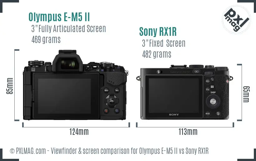Olympus E-M5 II vs Sony RX1R Screen and Viewfinder comparison