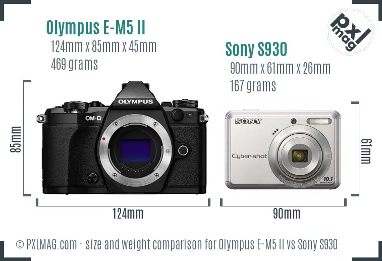 Olympus E-M5 II vs Sony S930 size comparison Olympus E-M5 II vs Sony S930 size comparison