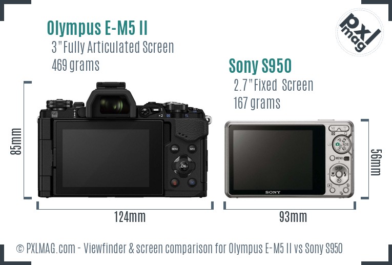 Olympus E-M5 II vs Sony S950 Screen and Viewfinder comparison