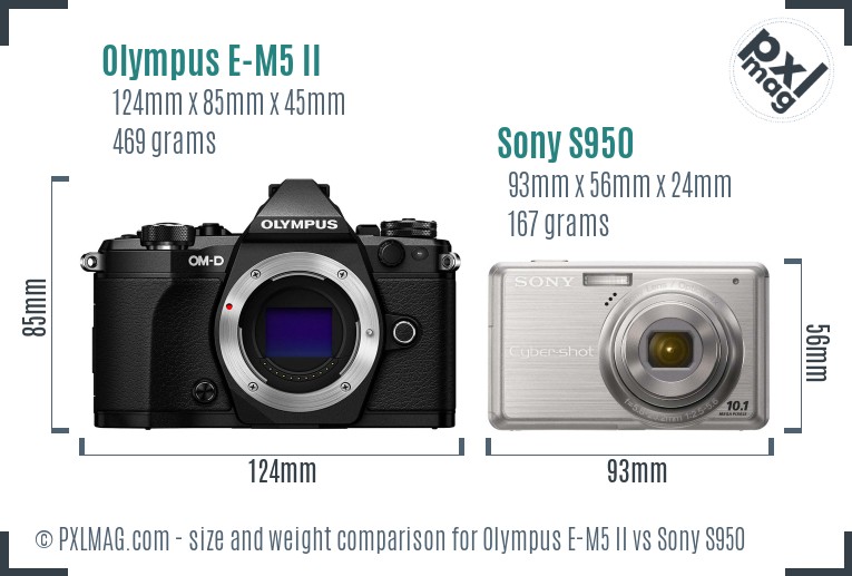 Olympus E-M5 II vs Sony S950 size comparison