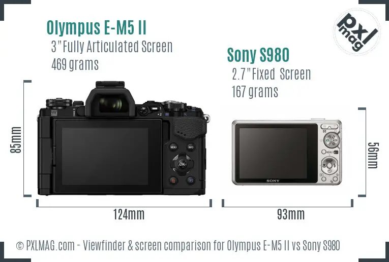 Olympus E-M5 II vs Sony S980 Screen and Viewfinder comparison Olympus E-M5 II vs Sony S980 Screen and Viewfinder comparison