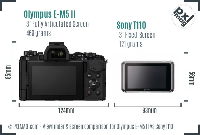 Olympus E-M5 II vs Sony T110 Screen and Viewfinder comparison Olympus E-M5 II vs Sony T110 Screen and Viewfinder comparison