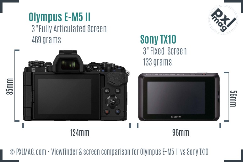 Olympus E-M5 II vs Sony TX10 Screen and Viewfinder comparison