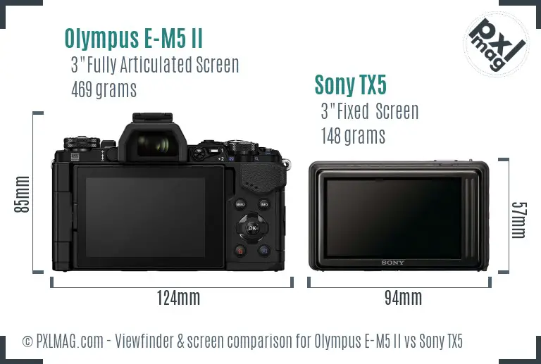 Olympus E-M5 II vs Sony TX5 Screen and Viewfinder comparison