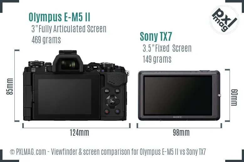 Olympus E-M5 II vs Sony TX7 Screen and Viewfinder comparison