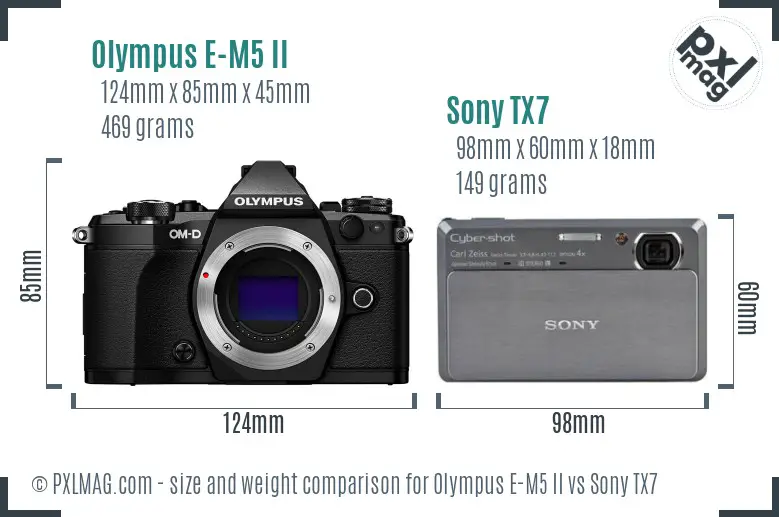 Olympus E-M5 II vs Sony TX7 size comparison