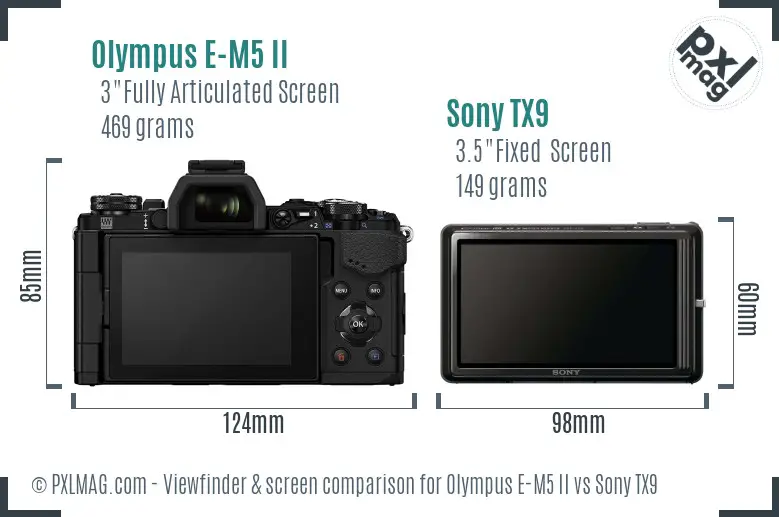Olympus E-M5 II vs Sony TX9 Screen and Viewfinder comparison Olympus E-M5 II vs Sony TX9 Screen and Viewfinder comparison
