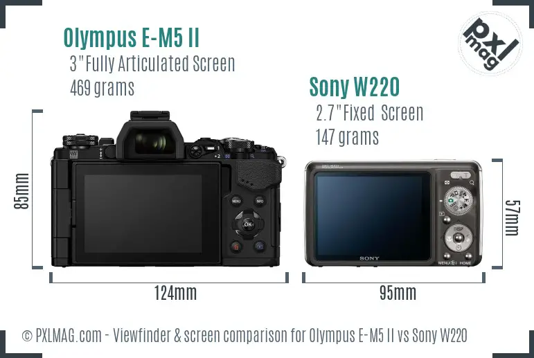 Olympus E-M5 II vs Sony W220 Screen and Viewfinder comparison