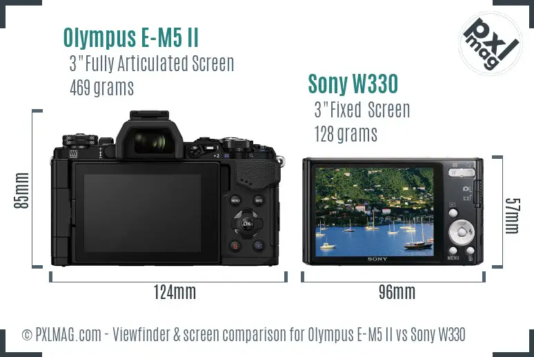 Olympus E-M5 II vs Sony W330 Screen and Viewfinder comparison Olympus E-M5 II vs Sony W330 Screen and Viewfinder comparison