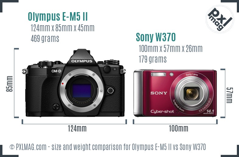 Olympus E-M5 II vs Sony W370 size comparison