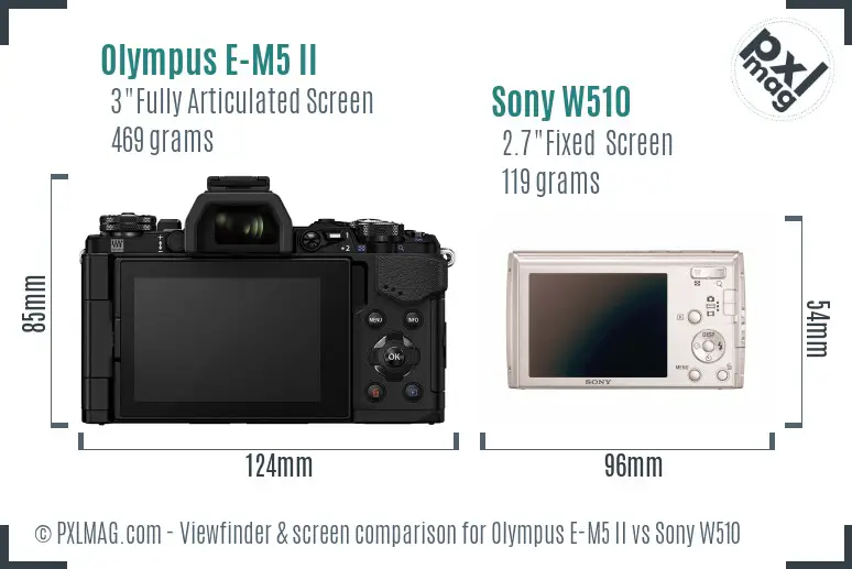 Olympus E-M5 II vs Sony W510 Screen and Viewfinder comparison