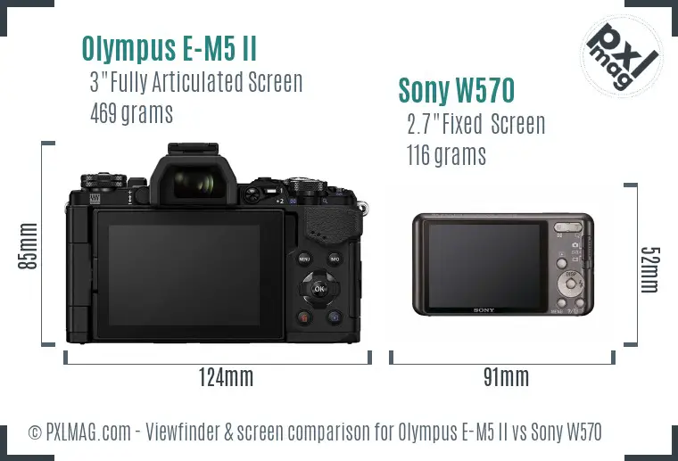 Olympus E-M5 II vs Sony W570 Screen and Viewfinder comparison