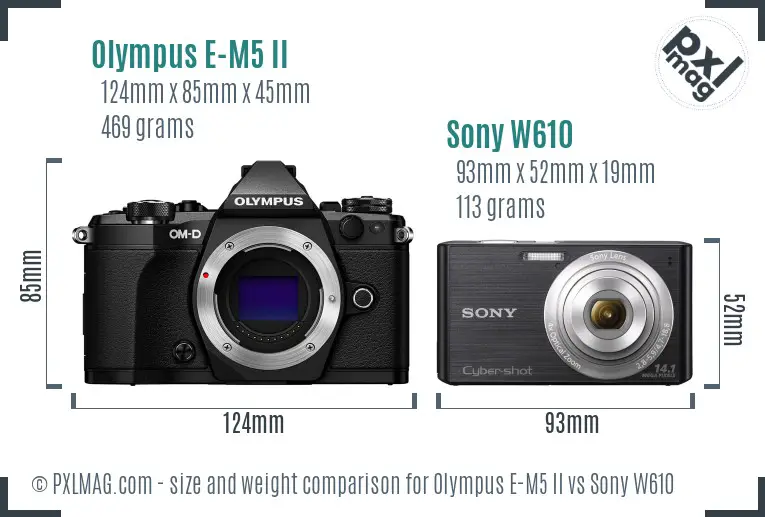 Olympus E-M5 II vs Sony W610 size comparison