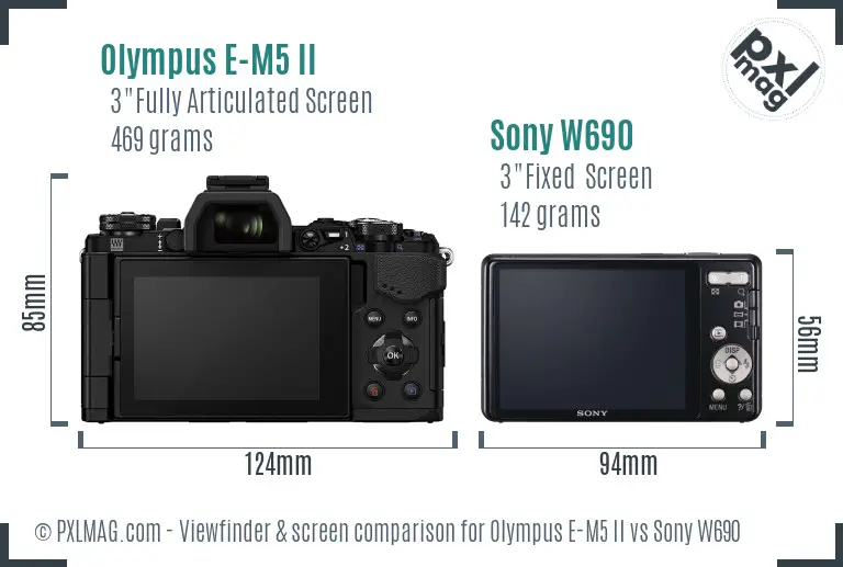 Olympus E-M5 II vs Sony W690 Screen and Viewfinder comparison