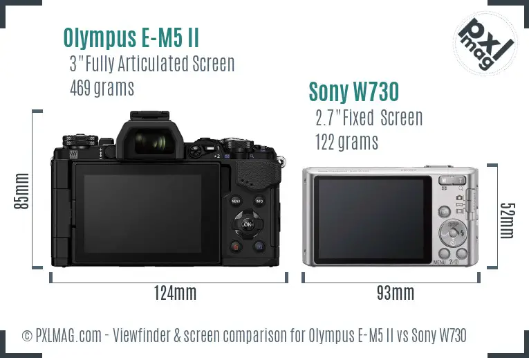 Olympus E-M5 II vs Sony W730 Screen and Viewfinder comparison