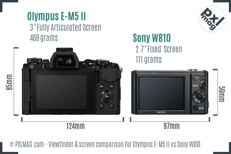 Olympus E-M5 II vs Sony W810 Screen and Viewfinder comparison