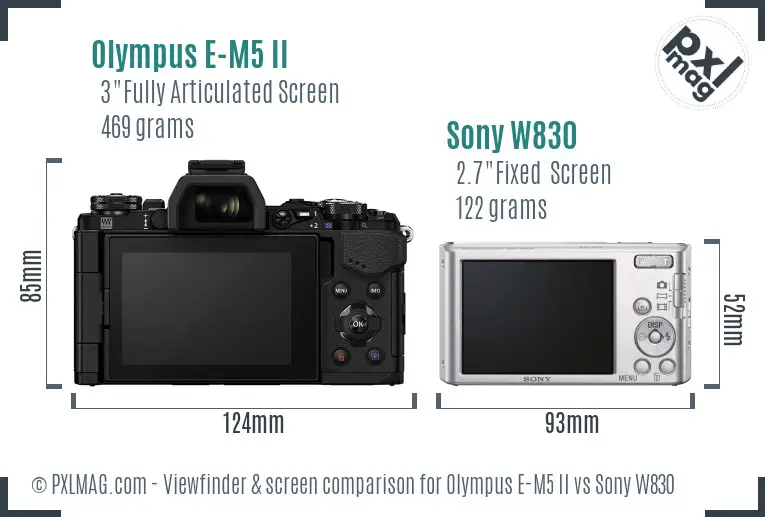 Olympus E-M5 II vs Sony W830 Screen and Viewfinder comparison