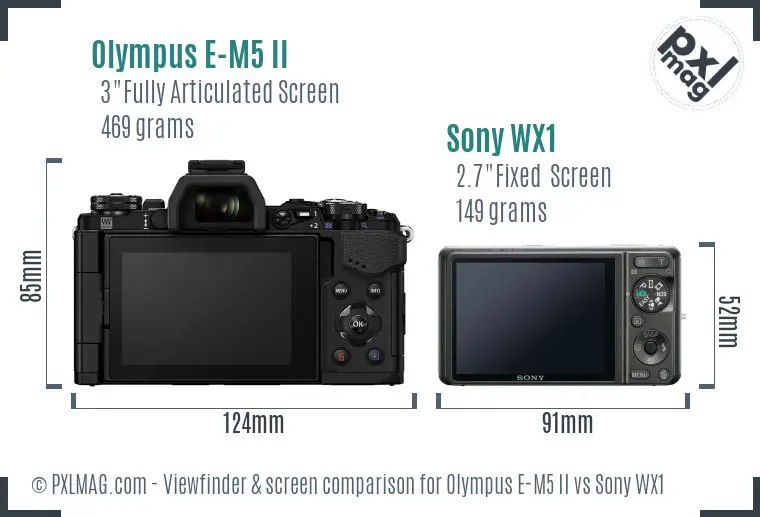 Olympus E-M5 II vs Sony WX1 Screen and Viewfinder comparison