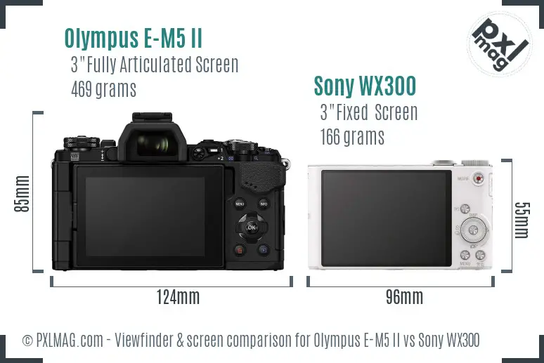 Olympus E-M5 II vs Sony WX300 Screen and Viewfinder comparison