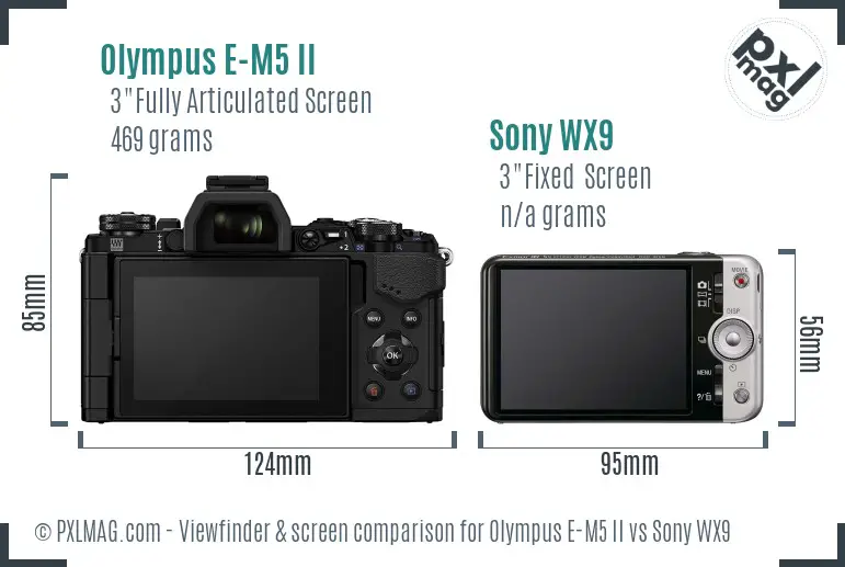 Olympus E-M5 II vs Sony WX9 Screen and Viewfinder comparison Olympus E-M5 II vs Sony WX9 Screen and Viewfinder comparison