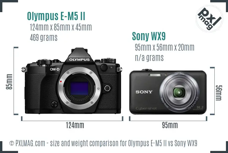 Olympus E-M5 II vs Sony WX9 size comparison Olympus E-M5 II vs Sony WX9 size comparison