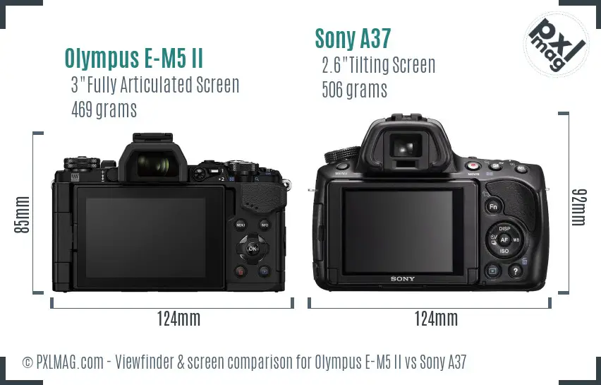 Olympus E-M5 II vs Sony A37 Screen and Viewfinder comparison